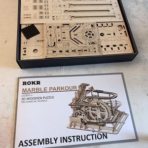 ROKR marble parkour. Opened and not even started. Wooden marble run. Ages 14+